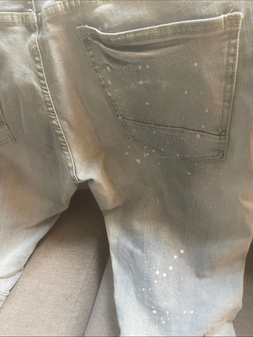 Men's Light Gray Ripped Skinny Jeans